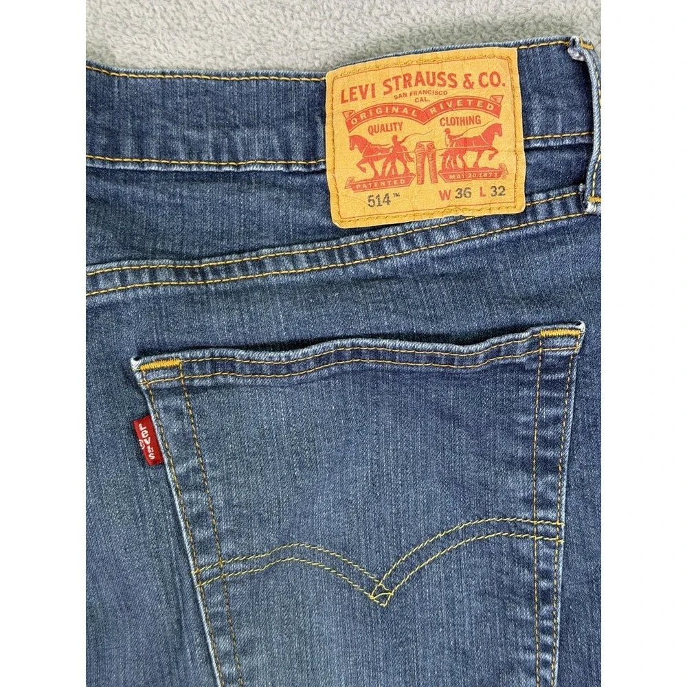 Levis 514 Jeans Mens 36x32 Blue Straight Athletic Medium Wash Denim Mid Rise